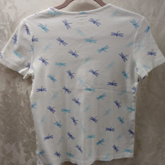 Size Small (4/6) ladies White Stag white/blue/purple dragonfly short sleeve top - Picture 5 of 8
